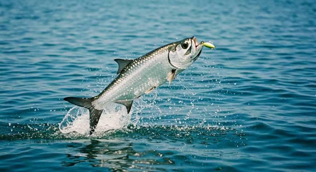 Tarpon the silver king breaks in Boca Grande Florida